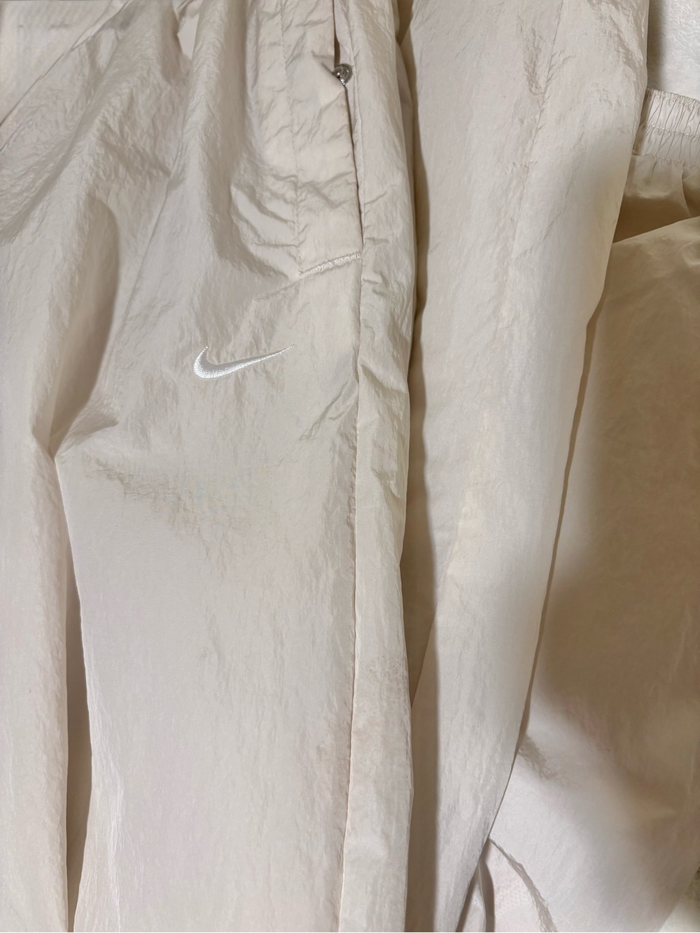 Nike Cream Colored Track Pants with White Swoosh